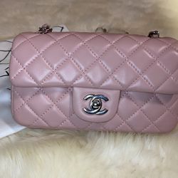 Lamb Skin Pink Shoulder Bag 