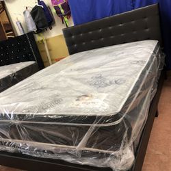 New Queen Size Bed With Mattress And Boxspring Included 