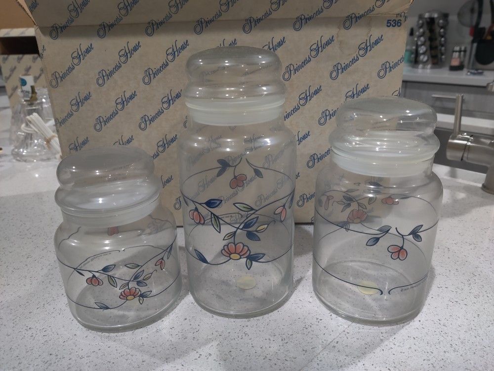 Vintage Princess House Heritage Blossom 3pc Containers #536
