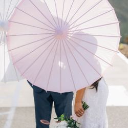 13 Pink And White Paper Umbrellas 33inch And 24 Inch 