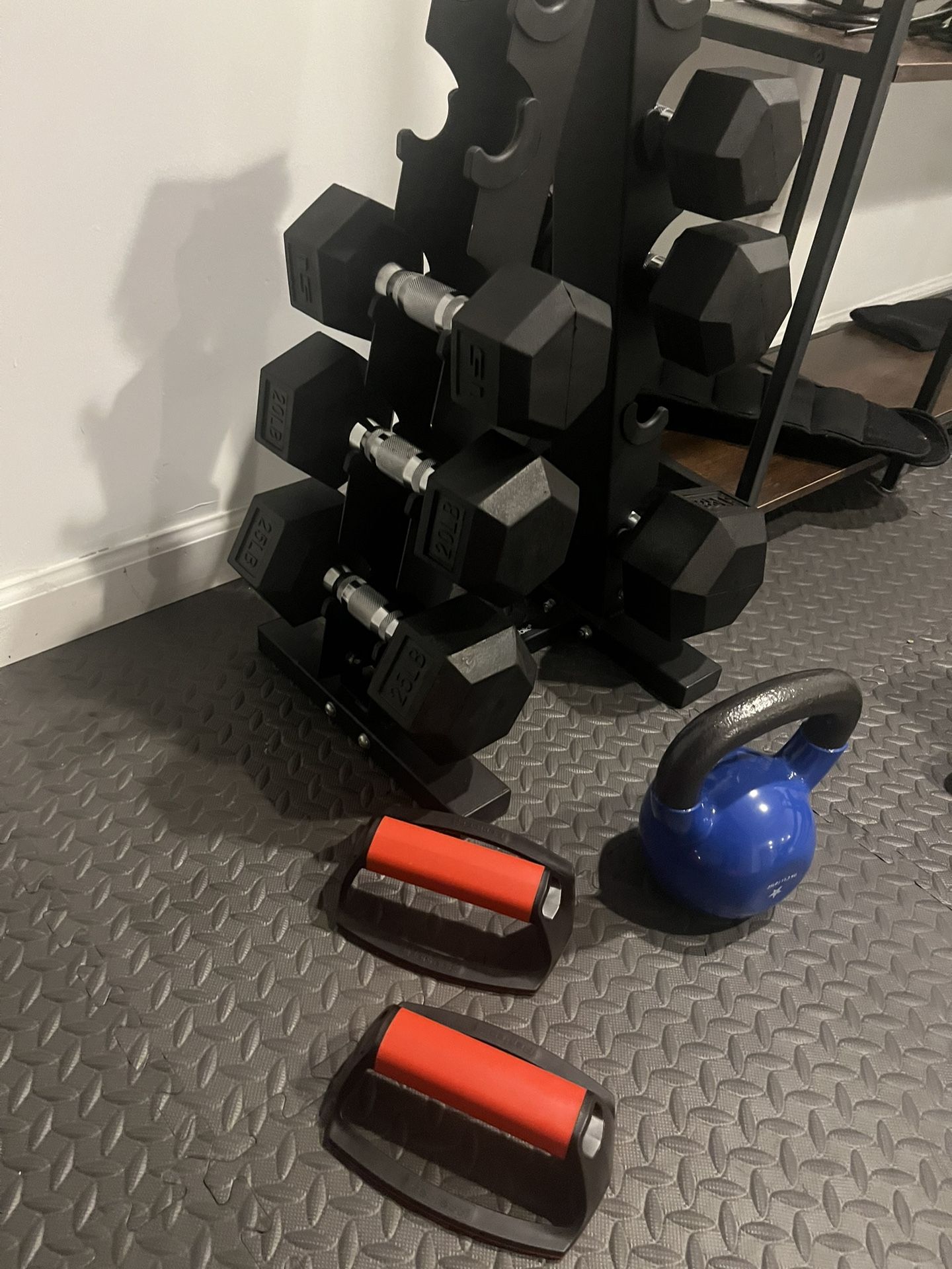 Complete Free Weights Set – Dumbbells, Kettlebell, Rack 