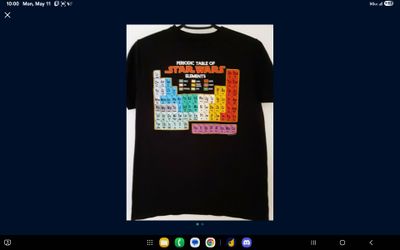Star Wars Men's Black Periodic Table Of Elements Graphic Print T-Shirt Size M
Medium