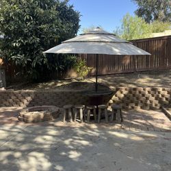 Patio Umbrella And Little Bench 
