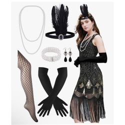  flapper 20s Halloween Delux Costume Size Medium