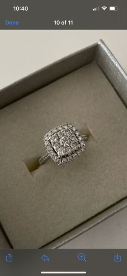 Certified Authentic // Over 2ct In Total  // 1ct Main stone Halo Princess    Certified Jewelry