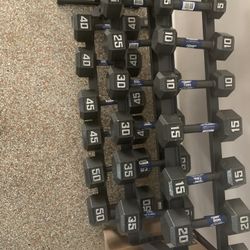 5-50lb dumbbell set with heavy duty dumbbell rack