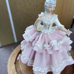 Vintage Germany Porcelain Dresden Lace Woman