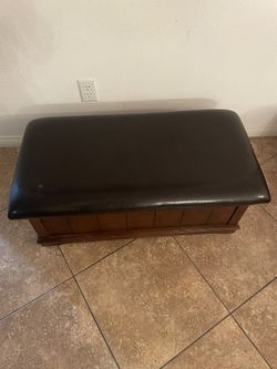 Leather Top Ottoman With Storage Space 