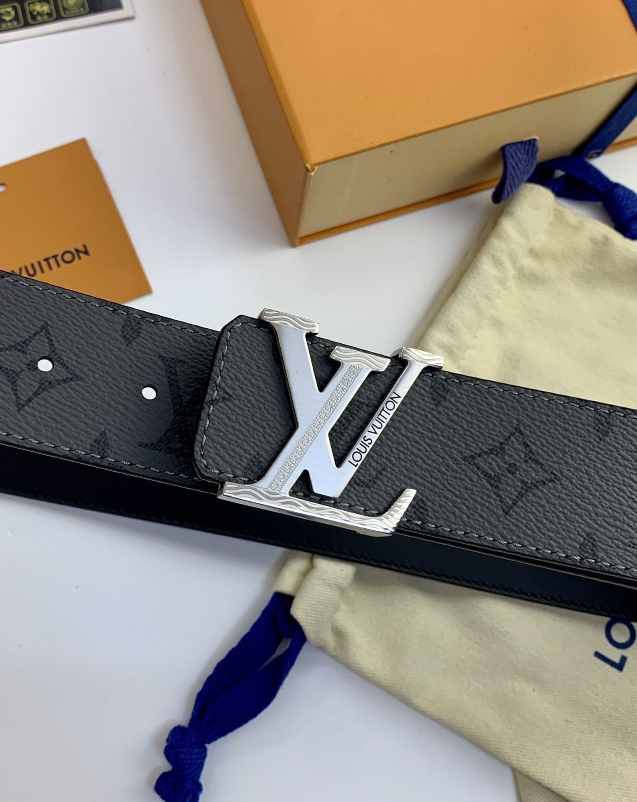 Louis Vuitton Monogram Black & Gray Belt 