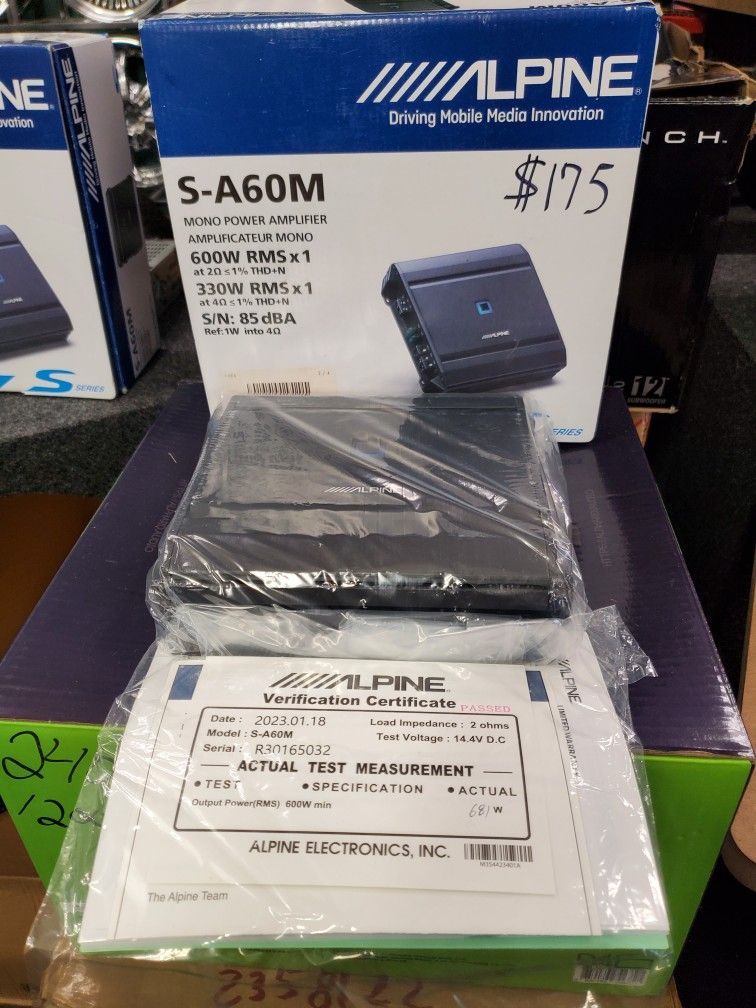 2 NEW ALPINE MONOBLOCK AMPLIFIERS $165 EACH 