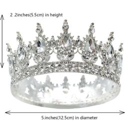 Silver Crown for Women Crystal Wedding Tiara and Crowns for Girls Rhinestones Queen Headband Princess Hair Accessories for Big Kids Party Bridal Birth