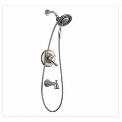 Delta Linden In2ition 1-Handle Tub and Shower Faucet Trim Kit in Stainless (Valve Not Included)