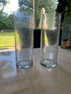 Two Tall  Floor Vase Glasses