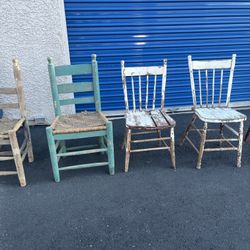 Lot Of Antique Wood Chairs