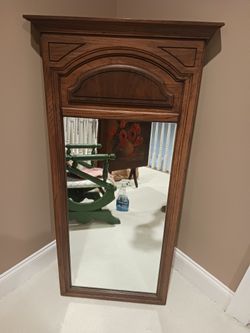 TWO Mirrors With Pecan Wood Frames