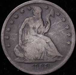 1868-S U.S. SEATED LIBERTY SILVER HALF DOLLAR 50c COIN (Fine)