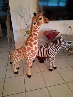 Large Plush Giraffe and Zebra Stuffed Animals