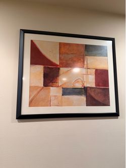 Large Modern Abstract Framed Wall Art Set (Earth Tones) - Pair