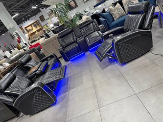 black leather 3pc power recliner set