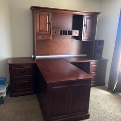 Mahogany Executive Desk w/Filing Cabinet