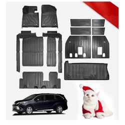 Floor Mat Backrest Mat Cargo Liner Fit for Toyota Sienna 8 Seat 2021-2025 2026，TPE All Weather Custom Fit Floor Liner for Sienna 1st, 2nd and 3rd Row 
