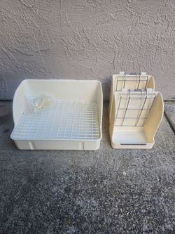 Small animal litter box and hay holders
