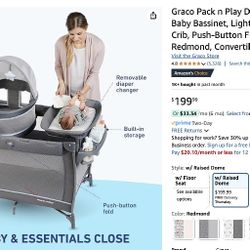 Graco baby portable and foldable bassinet with changing table