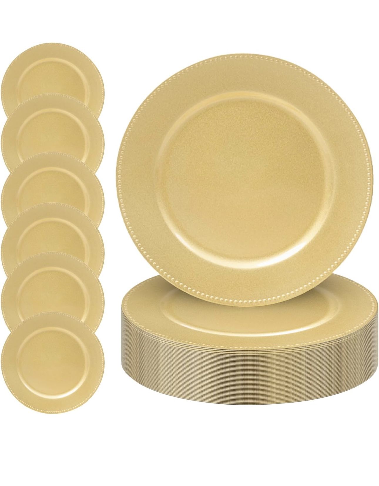 MAONAME 13" Gold Charger Plates Set of 50, Round Charger for Dinner Plates,