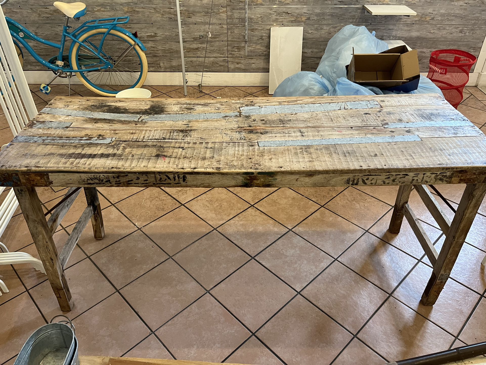 Reclaimed Rustic Wood Folding Table 