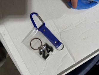 Number 24 Metal Keychain with Blue Carabiner