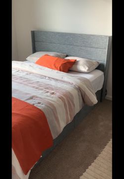 Queen Bed Frame with Foam Mattress – Like New