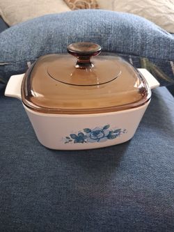 Vintage Corning ware blue velvet rose