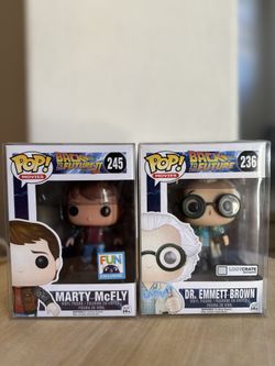 Back To The Future Marty McFly On Hoverboard Fun Exclusive Dr. Emmett Brown Lootcrate Exclusive Funko Pop