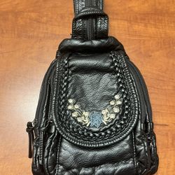 Mini Backpack Purse – Black PU Leather – New