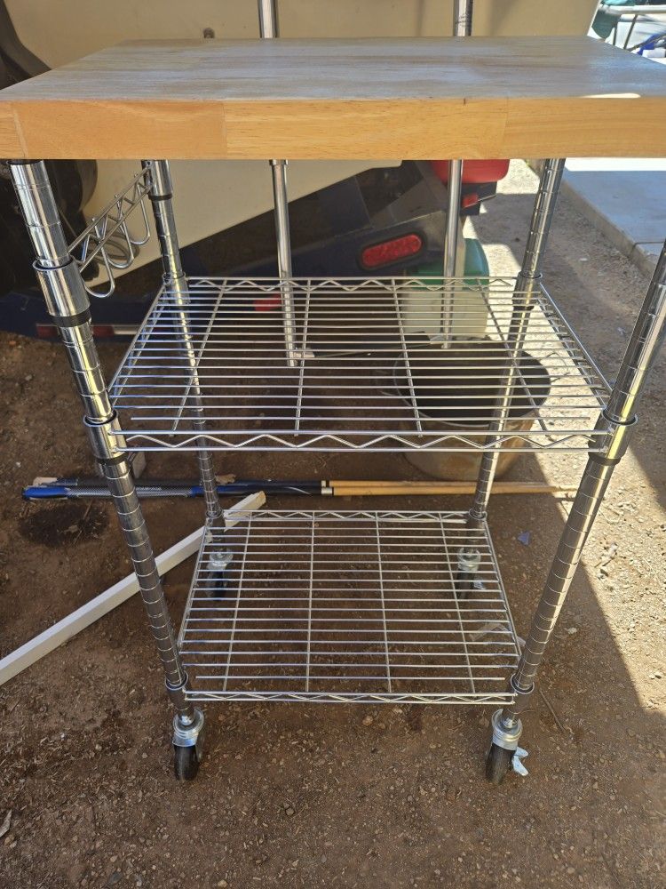 Kitchen Utility Cart And Over The Door Mirror/jewelry Caddy