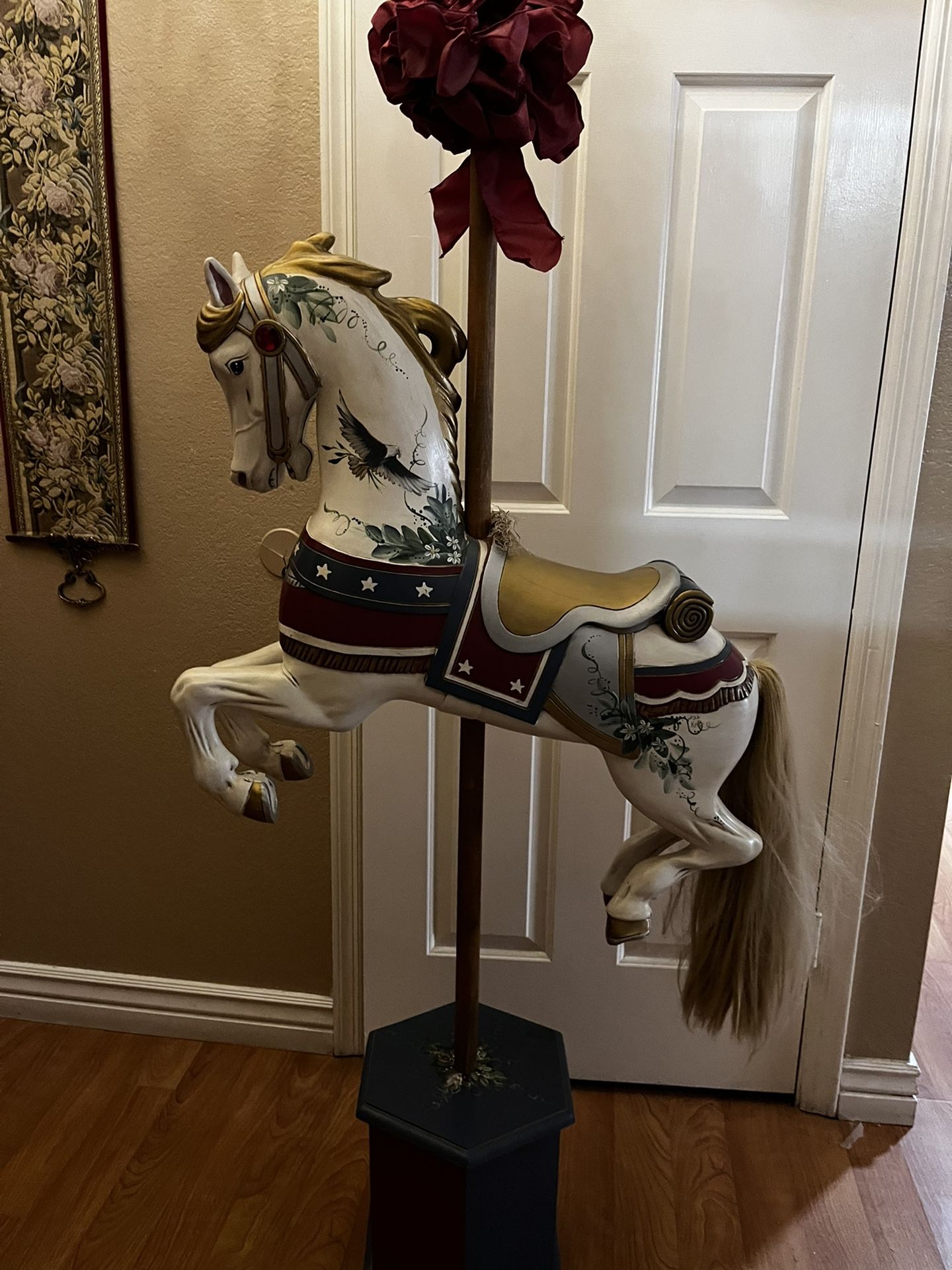 Carousel Horse ,Full Size Hand Painted ,63”. with string music.