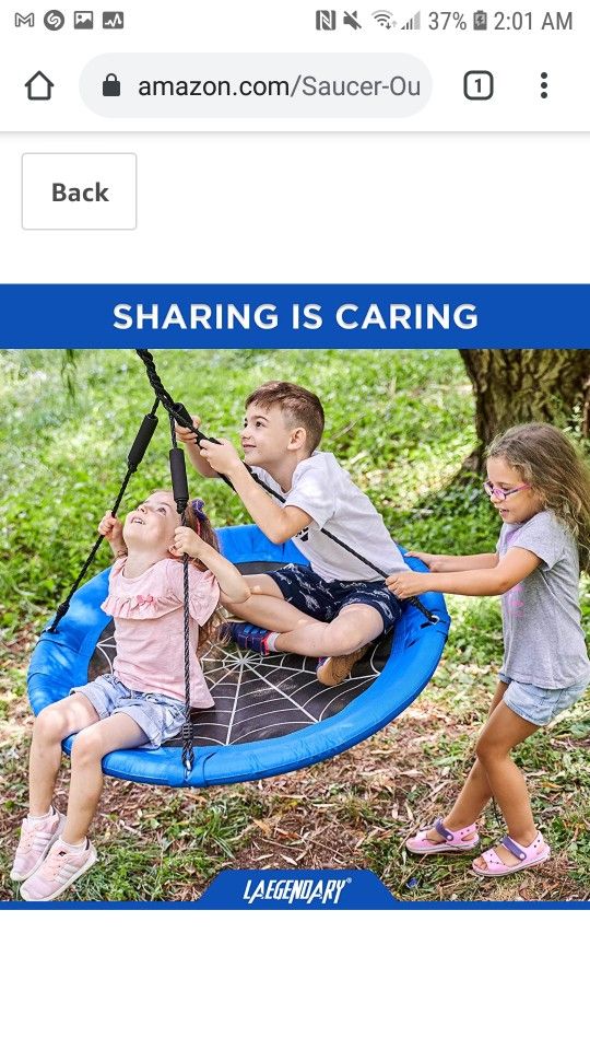 Laegenoary - 40 Inch Flying Saucer Tree Swing for Kids