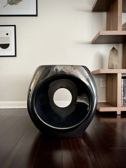 Indoor Outdoor Modern Organic Geometric Circle Duffy Optic Ceramic Outdoor Stool by High End Designer Made Goods