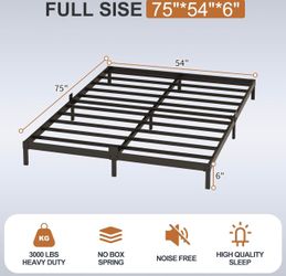 FULL SIZE METAL BED FRAME (75”L 54”W 6”H)