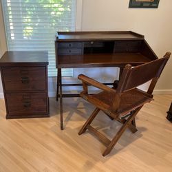 Desk With File Cabinet And Chair