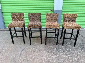 Bar Stools Set of 4 – Wicker Rattan – 29”