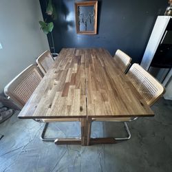 WOOD DINING TABLE W/4 CESCA CHAIRS