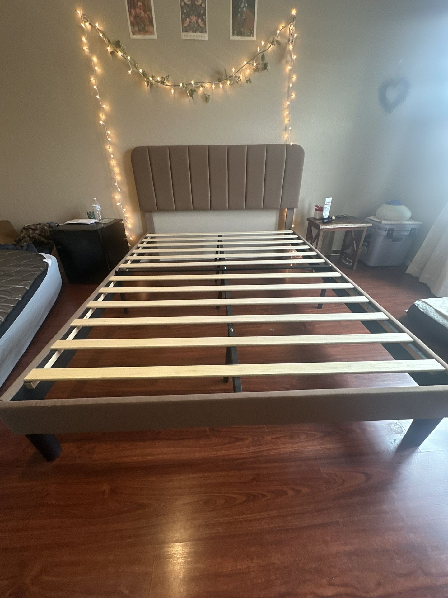 Queen Sized Coffee Velvet Bed Frame