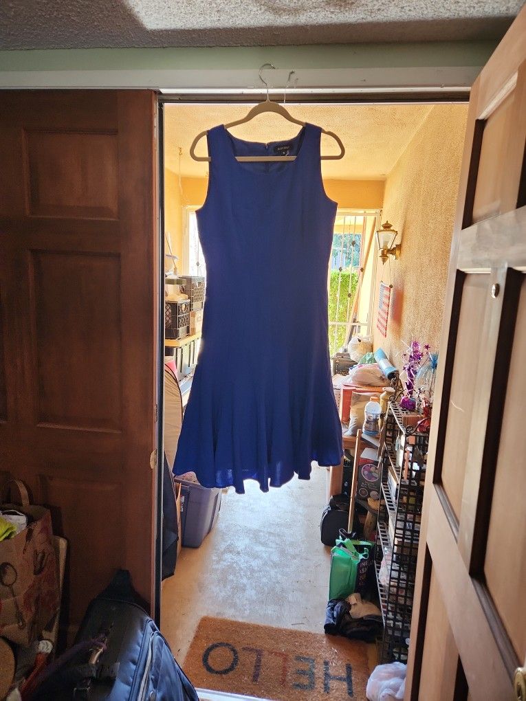 ELLEN TRACY SIZE 10 BLUE PLEATED DRESS