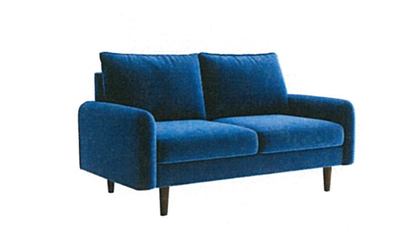 Everly Quinn Hessville Sofa 58" Velvet ROUND Arm Loveseat SPACE BLUE / USED