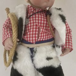 ASHTON-DRAKE GALLERIES LITTLE BUCKAROO DOLL 15" PORCELAIN FIGURE 1999