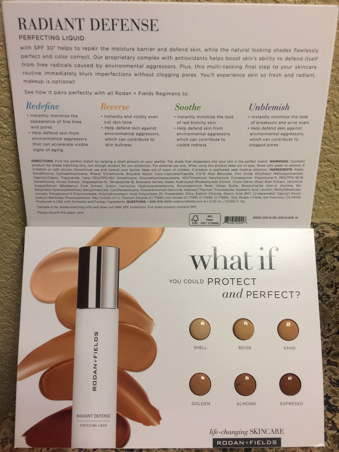 R+F Rodan and Fields Perfecting Liquid Makeup Samples