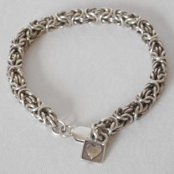Estate Sterling Silver Byzantine Link Chain Bracelet
