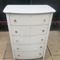 Vintage MCM  5 Drawer Solid Wood Gray Dresser - 32 ½x20x47  