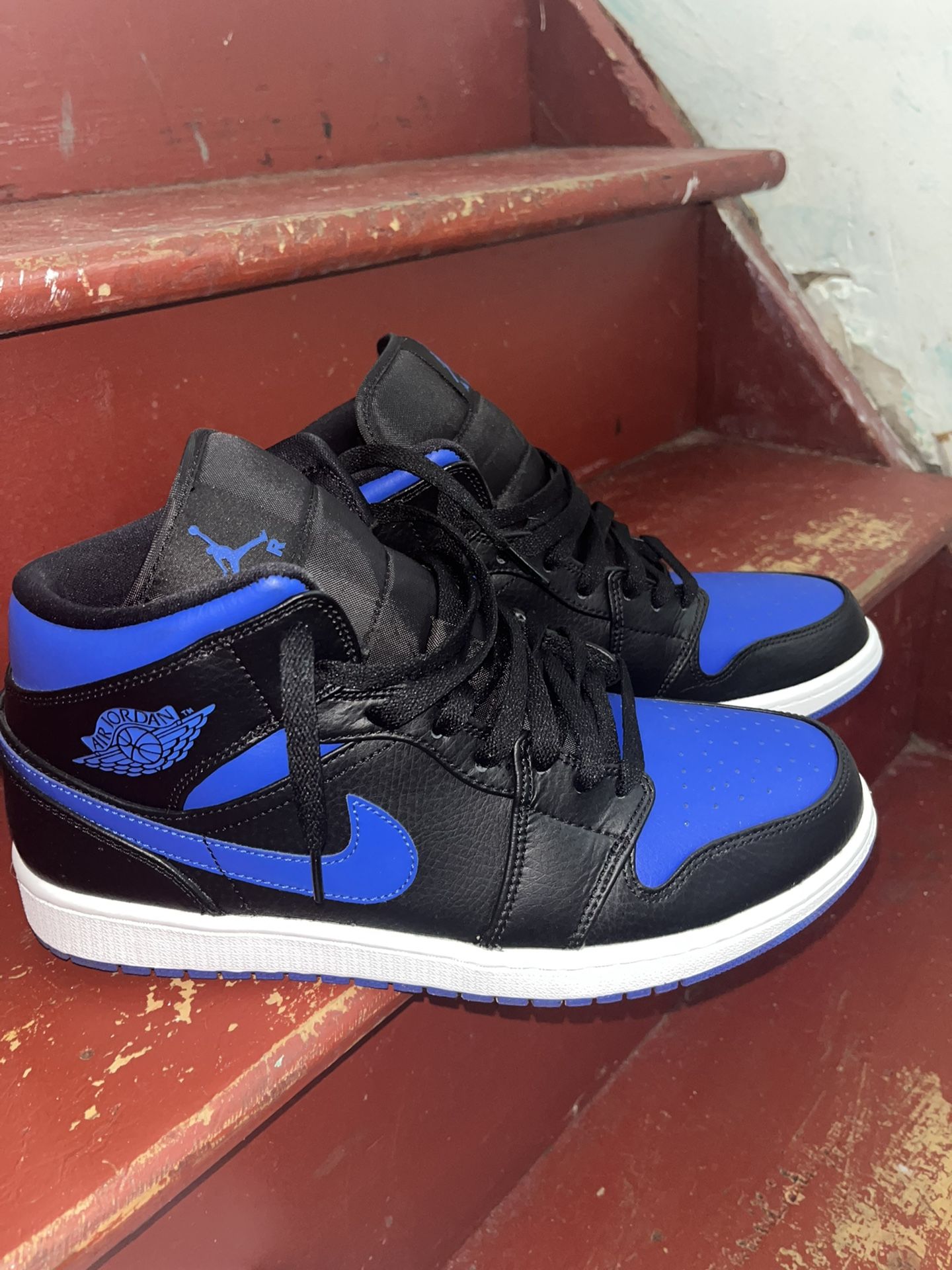 Jordan 1 royal blues size 10 Size 10 - Air Jordan 1 Mid Black Royal Blue for sale online  main image 3